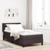Vidaxl Postelja boxspring z vzmetnico Temno rjava 100 x 200 cm