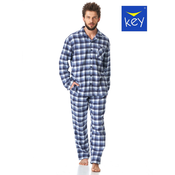 Pyjamas Key MNS 426 B23 L/R Flannel M-2XL Mens Zipper Grey-Checkered