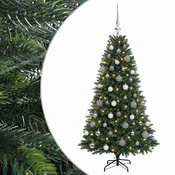 Vidaxl Umjetno božično drevo z okrasnimi kroglami 120 cm 150 LED