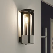 Lucande zunanja stenska svetilka Overa, siva, kovina, 42 cm, IP44, E27 - Sodobni - temno siva (RAL 840-M), prosojna - Aluminij
