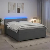 vidaXL Postelja boxspring z vzmetnico Svetlo siva 160 x 200 cm Blago