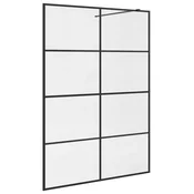 Vidaxl Pregrada za tuš s prozornim ESG steklom 140x195 cm črna