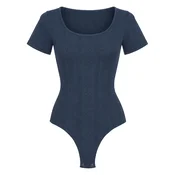cfab Oblikovanje postave T-Shirt Bodysuit Sculpting Shapewear with String mornarska
