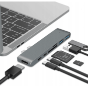 CO2 ADAPTER ZA RAČUNALNIK CO2, VOZLIŠČE 7V1 ZA APPLE, ZA MACBOOK PRO/AIR RETINA, VESOLJSKO SIVA
