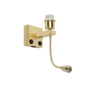 Stenska svetilka v slogu art deco zlata z USB in gibljivo roko - Brescia Combi