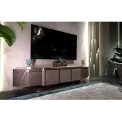 Casa Padrino luxury TV cabinet gray/gold 251 x 50 x H. 58 cm - Solid wood sideboard with 5 doors - Living room furniture - Luxury furniture - Luxury furnishings