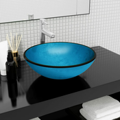 vidaXL Umivalnik kaljeno steklo 42x14 cm moder
