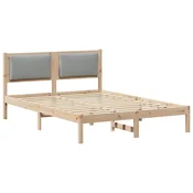 Vidaxl Konstrukcija postelje z vzglavjem Svetlo siva 135 x 190 cm