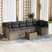 Sjedeća garnitura za vrt 8 kom. 7-Broj sjedala Siva poliratan 298 x 132.5 x 69 cm