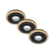 Komplet 3x ugradnih svetala TOBBY 1xGU10/20W/230V, precnik 11,5 cm, hrast/crna