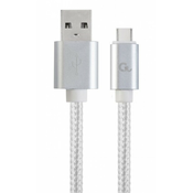 GEMBIRD CCB-mUSB2B-AMCM-6-S Gembird Cotton braided Type-C USB cable with metal connectors, 1.8 m, silver