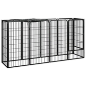 Ograda za pse s 10 panela crna 50 x 100 cm celik obložen prahom