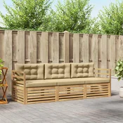 Set vanjskih sofa 3 kom. Bijela i bež Poliester