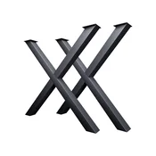 CM Furniture 2 kosa antracitnih kovinskih nog za mizo, višina 40 cm, širina 43 cm, podnožje mize, jeklene noge v obliki črke X, enostavna montaža DIY za klop, jedilnico, klubsko mizico, vrtno mizo