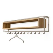 Stenski obešalnik iz masivnega hrasta v naravni barvi/sivorjav s polico 118 cm School – Spinder Design