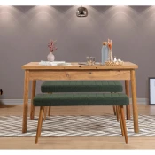 Hanah Home Set Trpezarijski sto i 2 klupe Santiago 1070, Zelena