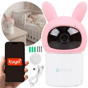 sarcia.eu Marys Vrtljivi baby monitor, kamera za dojenčke Zajec, TUYA WiFi, zaznavanje gibanja, USB