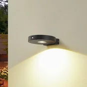 Lucande LED-solarna stenska svetilka Tavon, okrogla, črna, senzor - Sodobni - Aluminij