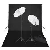 vidaXL Studio set: Pozadinski sustav crna pozadina 600 x 300 cm i svjetla
