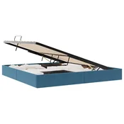 Vidaxl Ottomanska postelja Temno modra 200 x 200 cm Žamet