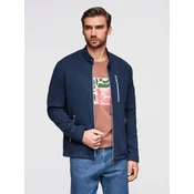 Ombre Structured mens biker jacket with stand-up collar - dark blue