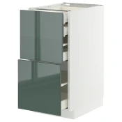 METOD / MAXIMERA Pod.orm.2front/2dnj/1srd/1vis.fiok, bela/Kallarp tamna sivozelena visokog sjaja, 40x60 cm