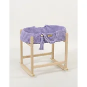shumee Nosilec za punčke Moses Basket boho bombaž z leseno zibelko - vijoličen