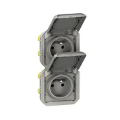 LEGRAND Dvojna vtičnica z ozemljitvijo 2x2P+Z, vertikalna, mehanizem 16A-250 V~ - siva