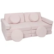 slomart Modularna otroška sofa, penasti bloki s volanom (barva: prašnato roza)