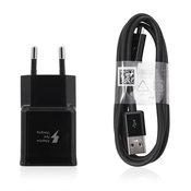 polnilec za telefone Samsung EP-TA20EBE s kablom MicroUSB, originalni, črn, 2A