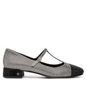 Balerinke Tory Burch Cap-Toe T-Strap Pave Heeled 159830 Srebrna
