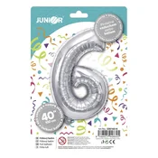 Lufi JUNIOR rođendanski balon, broj 6, 100 cm, srebrni
