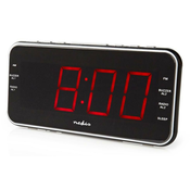 NEDIS digitalna budilica s radiom/ LED zaslon/ 3,5 mm jack/ AM/ FM/ snooze/ sleep switch/ 2 alarma/