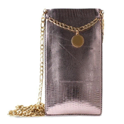 Puro PURO GLAM Chain - Univerzalni ovitek za pametni telefon z dvema režama za kartice in zlato verižico XL (rjav)