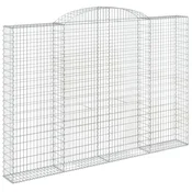 Vidaxl Obokana gabionska košara 300x30x200/220 cm pocinkano železo