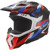Motokros kaciga LS2 MX703 X-Force Phantom sjajna bijelo-plavo-crvena