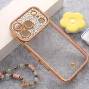 Maska Luxury Crystal Clear za iPhone 17 Pro Max roze