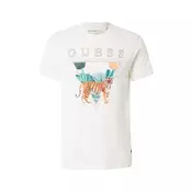 GUESS Majica TIGER SPIRIT  temno bež / cijansko modra / oranžna / bela
