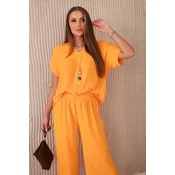 Kesi Włoski Set with necklace blouse + pants bright green