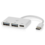 NEDIS USB hub/1x USB-C priključek/1x USB-C vtičnica/2x USB-A vtičnica/3 vrata/USB napaj