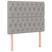 Vidaxl Vzglavje za posteljo svetlo sivo 90x7x118/128 cm blago