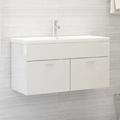vidaXL Omarica za umivalnik visok sijaj bela 90×38,5×46 cm iverna pl.