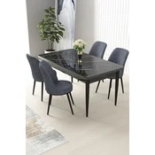 Hanah Home Set Trpezarijski sto i 4 stolice Nil, Sivo-crni