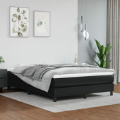 Greatstore Box spring postelja z vzmetnico črn 140x190 cm umetno usnje