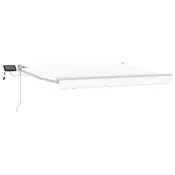 Vidaxl Ročna zložljiva senčnica z LED lučmi Bela 3,5 x 2 m