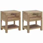 Vidaxl Nočna omarica s predali 2 kosa 40x30x48 cm trdna akacija