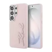 Maska Karl Lagerfeld Grained Signature Metal Resin Logo za Samsung S26 Ultra/ S948B roze