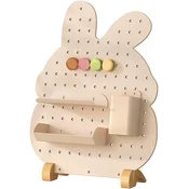 Nikcorp Kovinska perforirana plošča organizator samostoječ Zajček pegboard 40 cm, stojna kovinska polica za drobnarije, dekoracija in organizacija za dom in pisarno