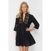 Trendyol Beige Mini Woven Lace Detailed 100% Cotton Beach Dress