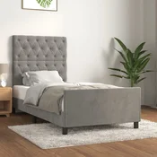 shumee vidaXL Posteljni okvir brez vzmetnice svetlo siv 80x200 cm žamet